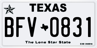 TX license plate BFV0831