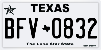 TX license plate BFV0832