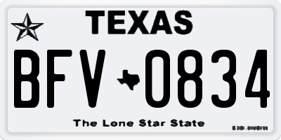 TX license plate BFV0834