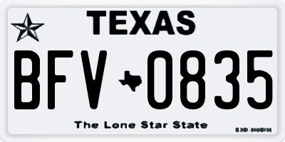TX license plate BFV0835