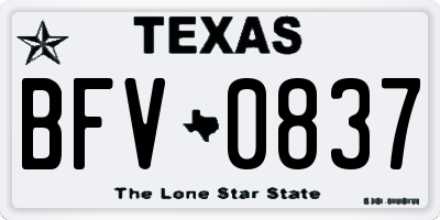 TX license plate BFV0837