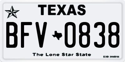 TX license plate BFV0838