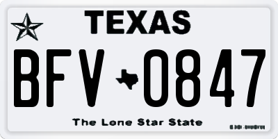 TX license plate BFV0847
