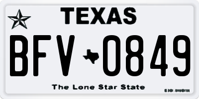 TX license plate BFV0849