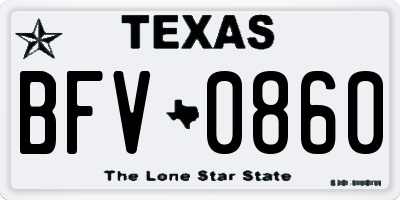 TX license plate BFV0860