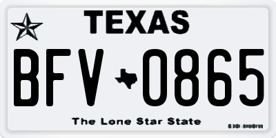 TX license plate BFV0865