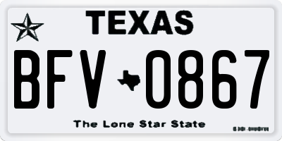 TX license plate BFV0867