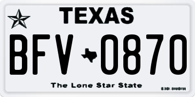 TX license plate BFV0870