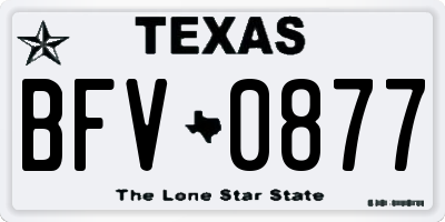 TX license plate BFV0877