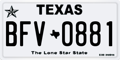TX license plate BFV0881
