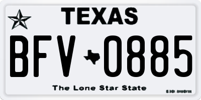 TX license plate BFV0885