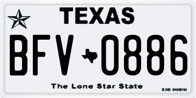 TX license plate BFV0886