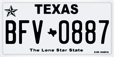 TX license plate BFV0887