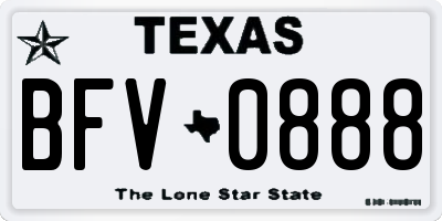 TX license plate BFV0888