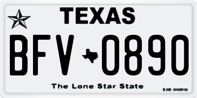 TX license plate BFV0890