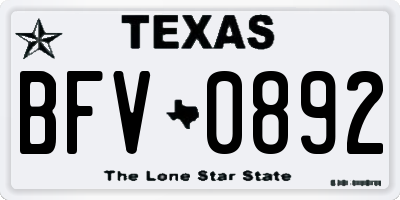 TX license plate BFV0892