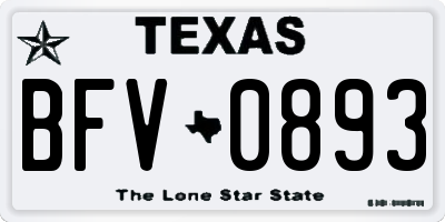 TX license plate BFV0893