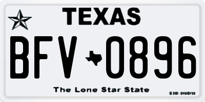 TX license plate BFV0896