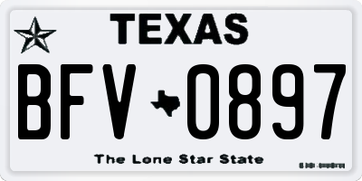 TX license plate BFV0897