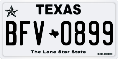 TX license plate BFV0899