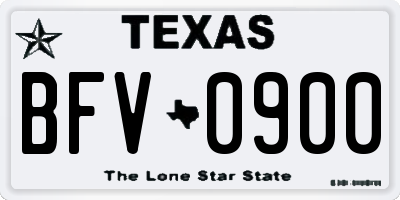 TX license plate BFV0900