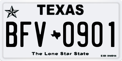 TX license plate BFV0901