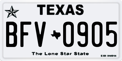 TX license plate BFV0905