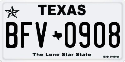 TX license plate BFV0908