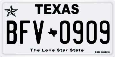 TX license plate BFV0909