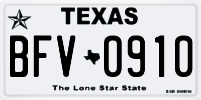 TX license plate BFV0910
