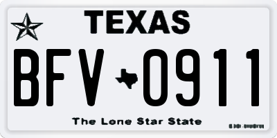 TX license plate BFV0911