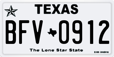 TX license plate BFV0912