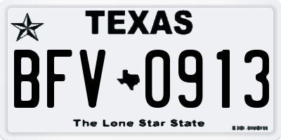 TX license plate BFV0913