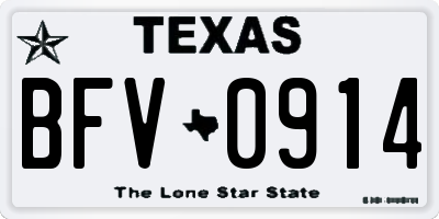 TX license plate BFV0914