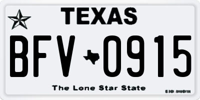 TX license plate BFV0915