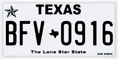 TX license plate BFV0916