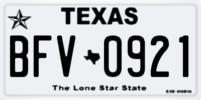 TX license plate BFV0921