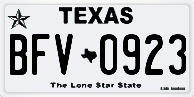 TX license plate BFV0923