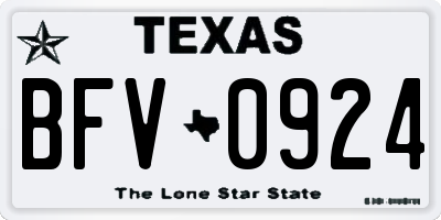 TX license plate BFV0924