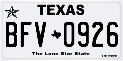 TX license plate BFV0926
