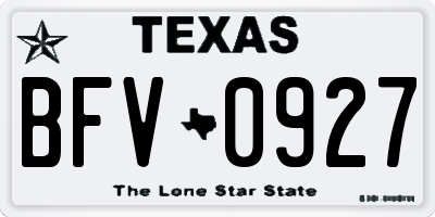 TX license plate BFV0927