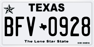 TX license plate BFV0928