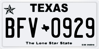 TX license plate BFV0929