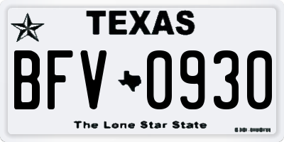 TX license plate BFV0930