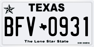 TX license plate BFV0931