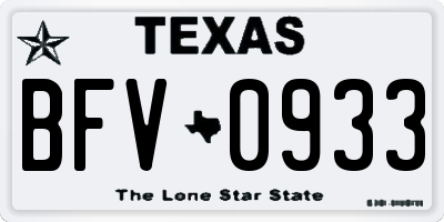 TX license plate BFV0933