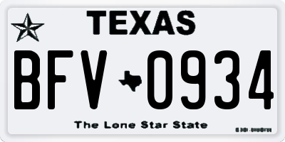 TX license plate BFV0934