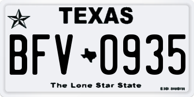 TX license plate BFV0935
