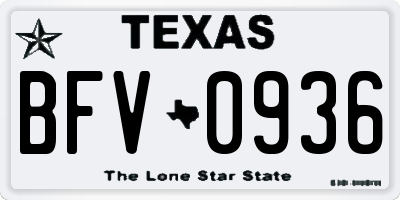 TX license plate BFV0936