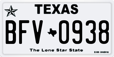 TX license plate BFV0938